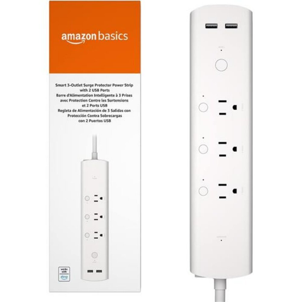 Smart plug power strip with 3 outlets 2 USB ports WiFi works with Alexa control